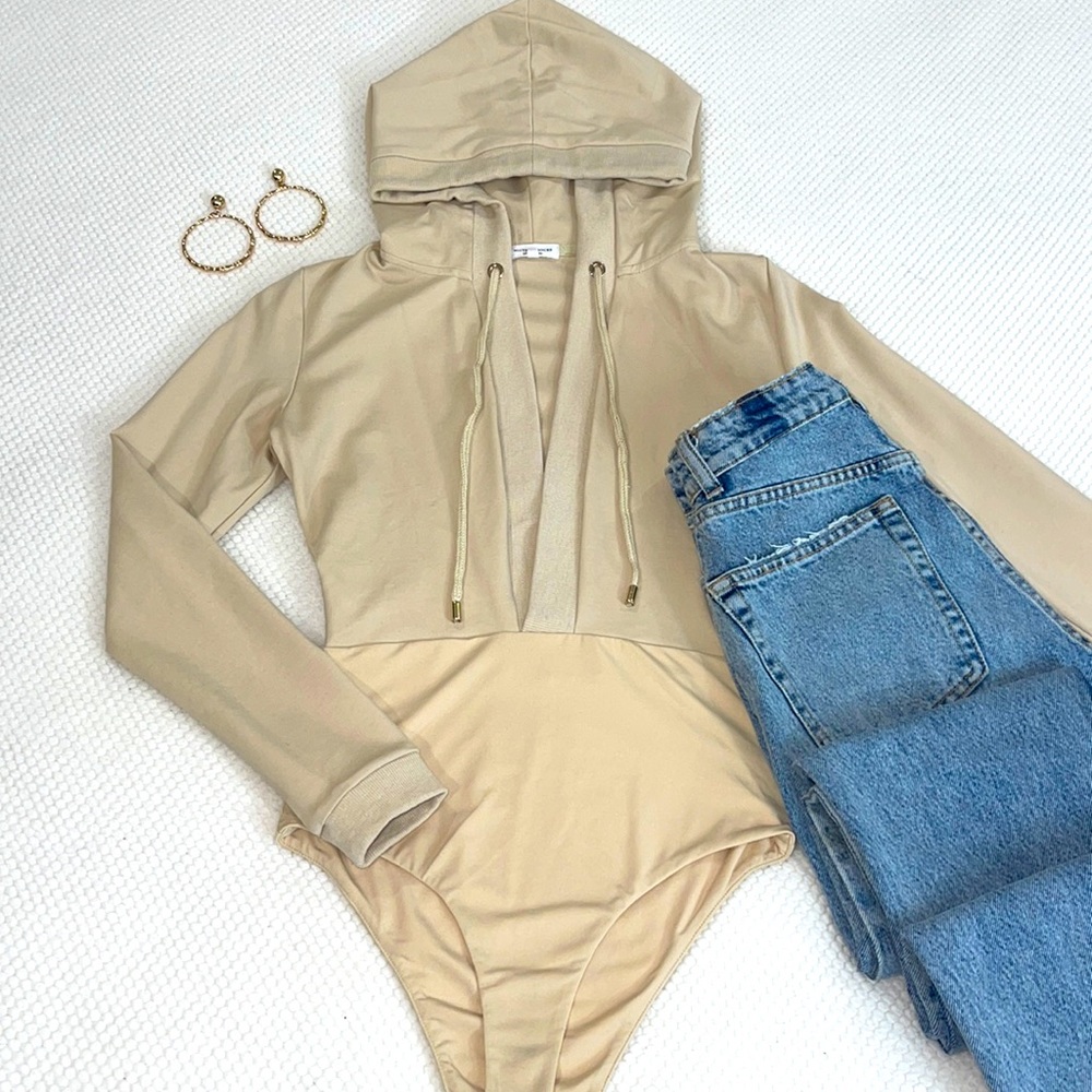 Mistress Rocks Beige Hooded Bodysuit